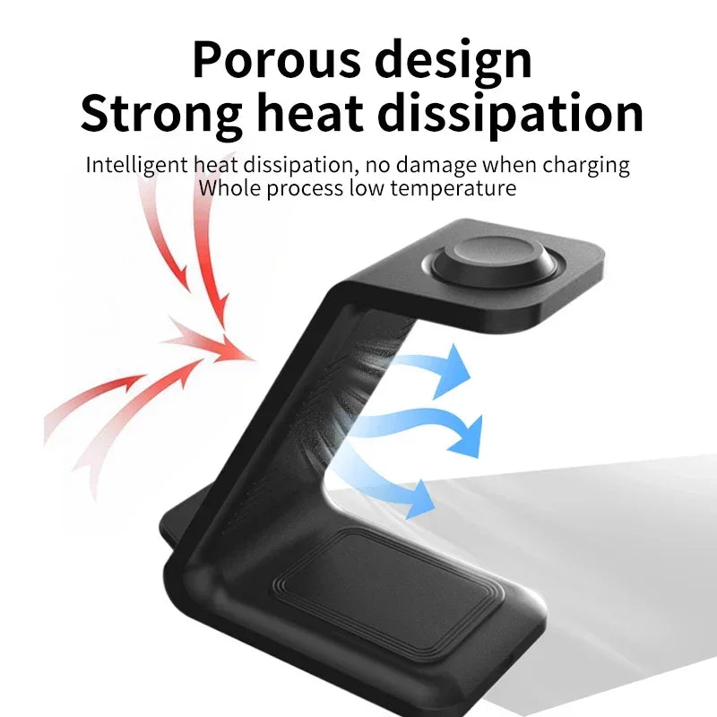 30W Fast Wireless Charging Stand - Ultimate 3 in 1 Charging Station for iPhone 15/14/13, Samsung S20/S21, and Apple Watch 8/7