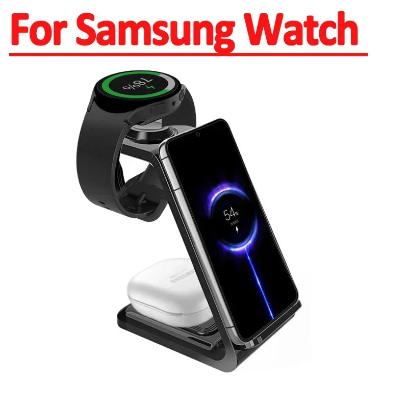 30W Fast Wireless Charging Stand - Ultimate 3 in 1 Charging Station for iPhone 15/14/13, Samsung S20/S21, and Apple Watch 8/7