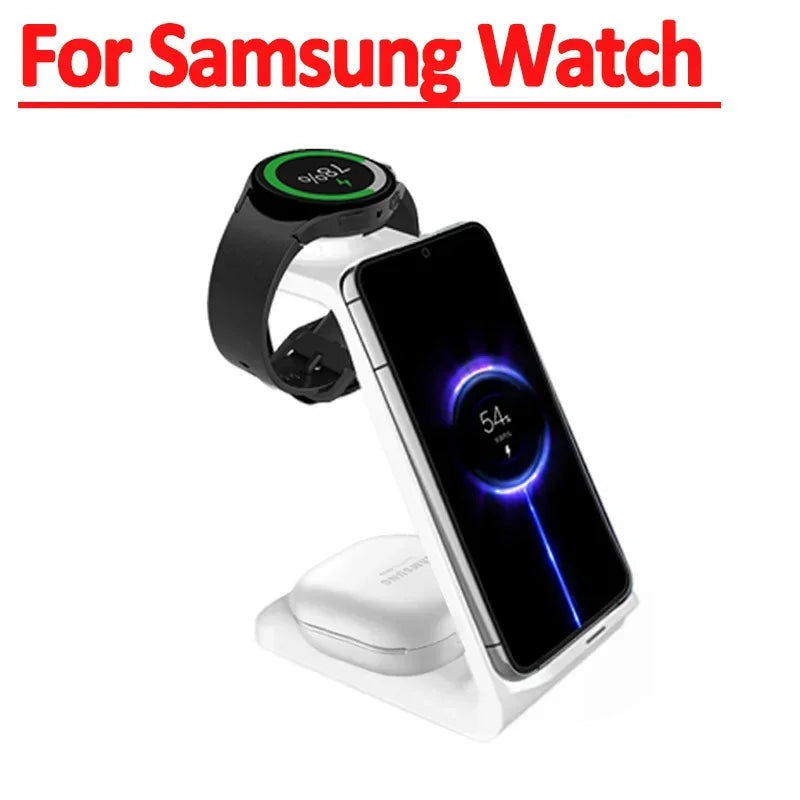 30W Fast Wireless Charging Stand - Ultimate 3 in 1 Charging Station for iPhone 15/14/13, Samsung S20/S21, and Apple Watch 8/7