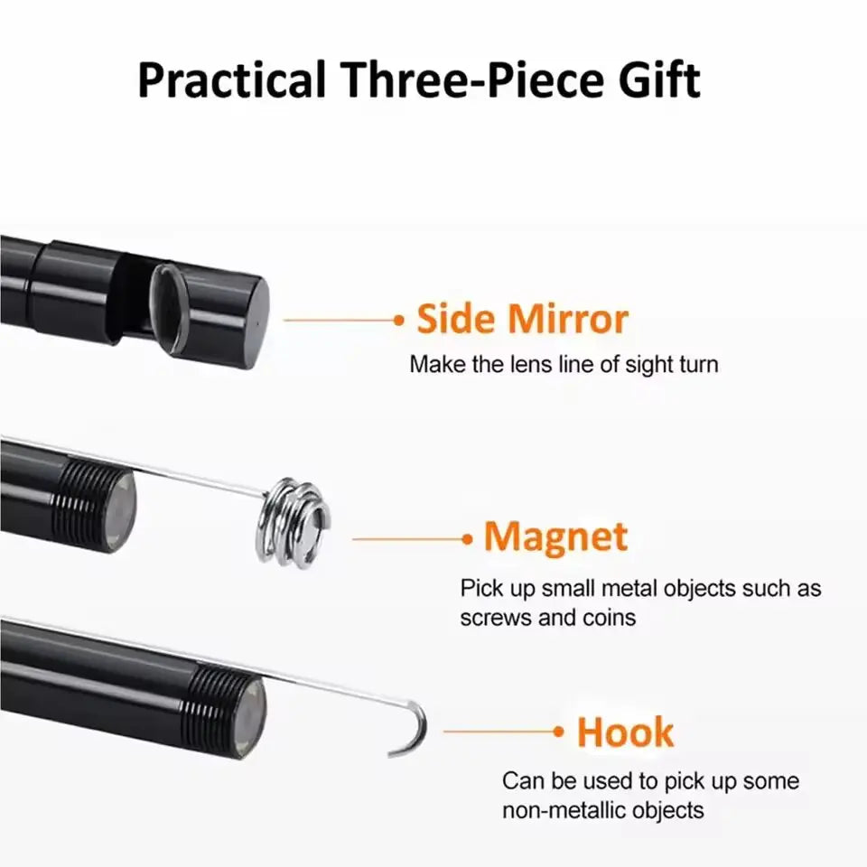 7.0MM Waterproof Type-C Endoscope Camera with 6 Adjustable LEDs - Flexible USB Borescope for Phone & PC Inspection