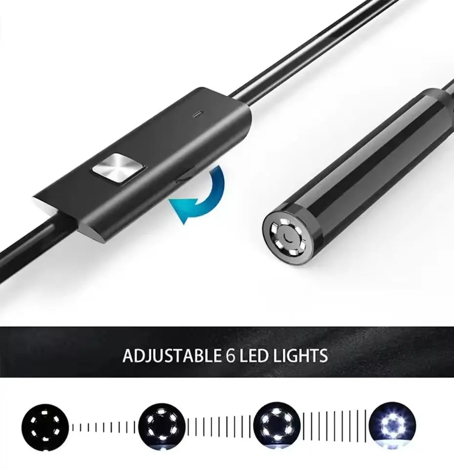 7.0MM Waterproof Type-C Endoscope Camera with 6 Adjustable LEDs - Flexible USB Borescope for Phone & PC Inspection