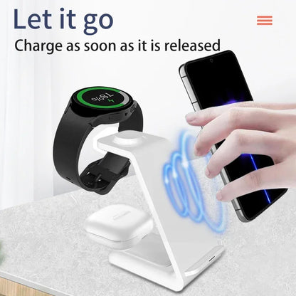 30W Fast Wireless Charging Stand - Ultimate 3 in 1 Charging Station for iPhone 15/14/13, Samsung S20/S21, and Apple Watch 8/7